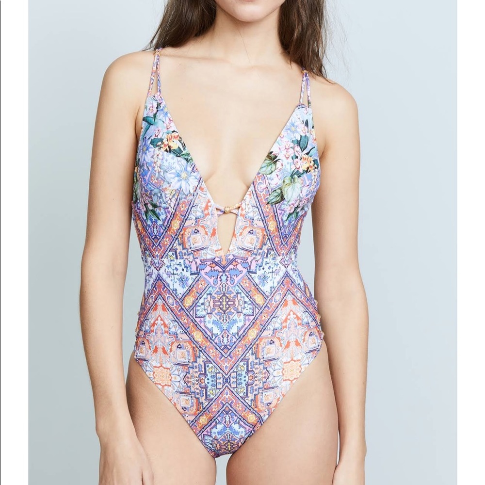 Nanette Lepore Beaded Plunging One Piece